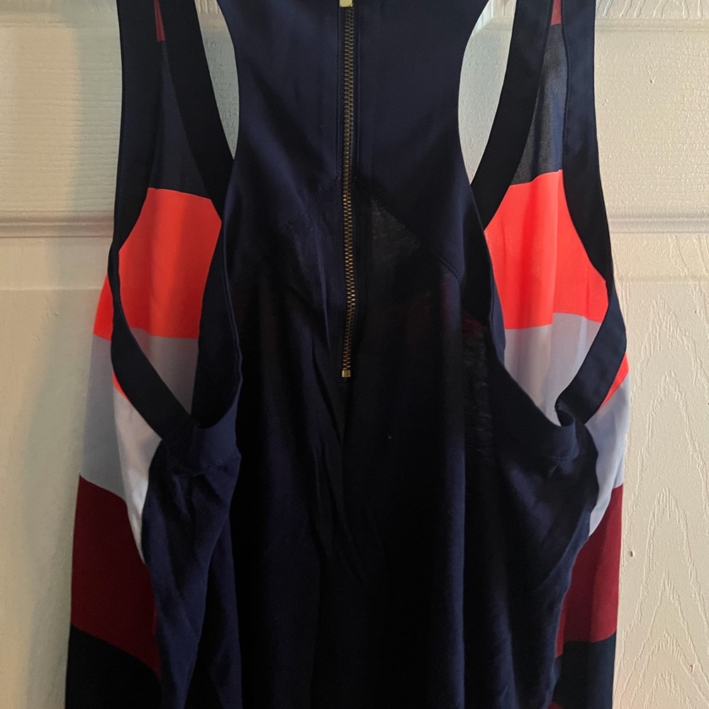 Express Sleeveless Colorblock Stripe Tank Top - Navy, Coral, Gray - Picture 4 of 4